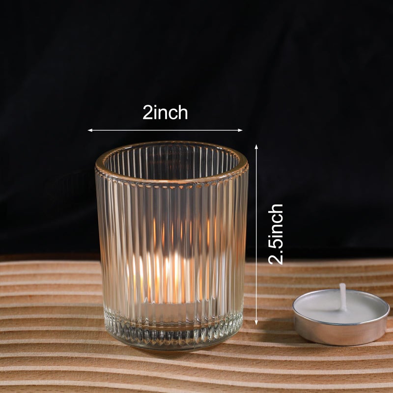 24 حزمة من حوامل الشموع النذرية لديكور الزفاف من الزجاج الشفاف DIY الشمع ملء الرومانسية Tealight شموع حامل شموع شريطية عتيقة حامل شموع لقطع الطاولة المركزية (شفاف 24) - Image 3
